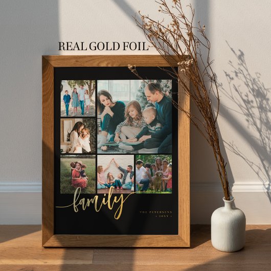Multi foto collage familie script modern folie afdrukken