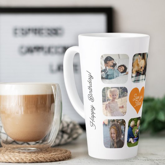 Multi-foto collage gepersonaliseerd love you mama latte mok
