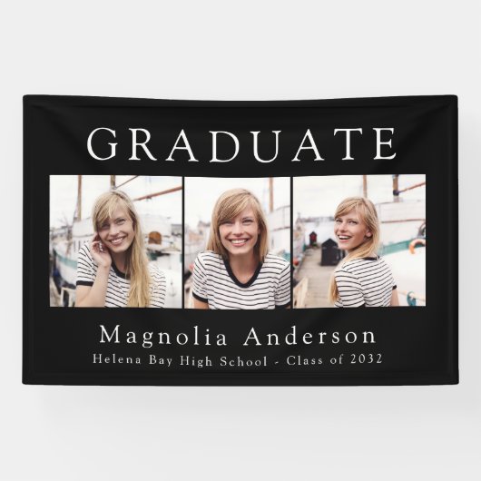 Multi Foto Collage Klasse van 2024 Afstuderen Spandoek (Horizontaal)