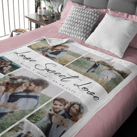 Multi Foto Collage Liefde Sweet Love Pas getrouwd Fleece Deken