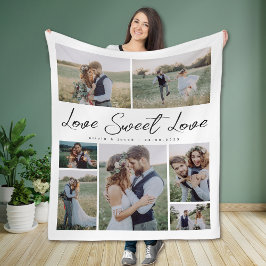 Multi Foto Collage Liefde Sweet Love Pas getrouwd Fleece Deken