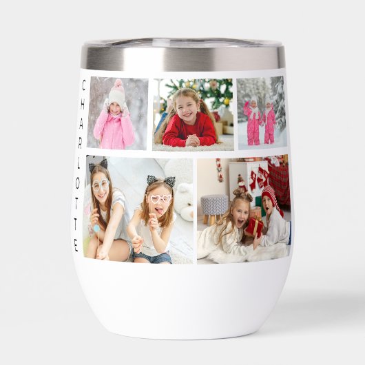 Multi Foto Collage Moderne Persoonlijke Naam (Achterkant)