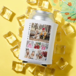 Multi Foto Collage Moderne Persoonlijke Naam Blikjeskoeler