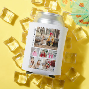 Multi Foto Collage Moderne Persoonlijke Naam Blikjeskoeler