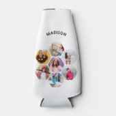 Multi Foto Collage Moderne Persoonlijke Naam Flesjeskoeler (Voorkant)