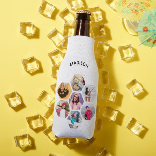 Multi Foto Collage Moderne Persoonlijke Naam Flesjeskoeler (Insitu Zomer)