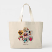 Multi Foto Collage Moderne Persoonlijke Naam Grote Tote Bag (Achterkant)