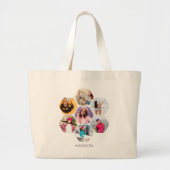 Multi Foto Collage Moderne Persoonlijke Naam Grote Tote Bag (Voorkant)