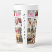 Multi Foto Collage Moderne Persoonlijke Naam Latte Mok (Voorkant)