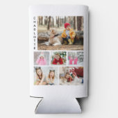 Multi Foto Collage Moderne Persoonlijke Naam Seltzer Blikjeskoeler (Achterkant)