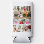 Multi Foto Collage Moderne Persoonlijke Naam Seltzer Blikjeskoeler (Voorkant)