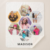 Multi Foto Collage Moderne Persoonlijke Naam Sherpa Deken (Voorkant)