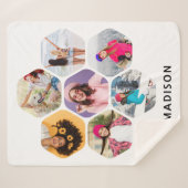 Multi Foto Collage Moderne Persoonlijke Naam Sherpa Deken (Voorkant (horizontaal))