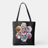 Multi Foto Collage Moderne Persoonlijke Naam Tote Bag (Achterkant)