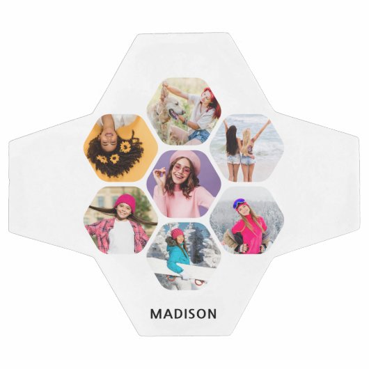 Multi Foto Collage Moderne Persoonlijke Naam Voetbal (Enkel)