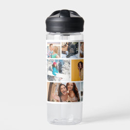 Multi Foto Collage Moderne Persoonlijke Naam Waterfles