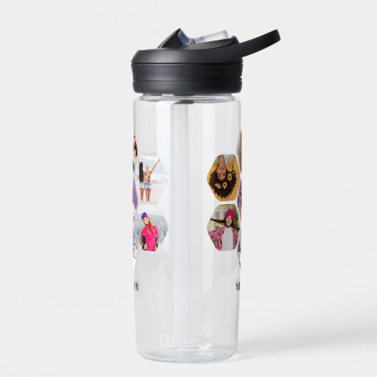 Multi Foto Collage Moderne Persoonlijke Naam Waterfles (Links)