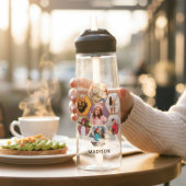 Multi Foto Collage Moderne Persoonlijke Naam Waterfles