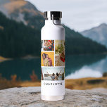 Multi Foto Collage Moderne Persoonlijke Naam Waterfles<br><div class="desc">Multi Foto Collage Modern Personal Name Water Bottle bevat een fotocollage van negen van uw favoriete foto's. Gepersonaliseerd met jouw naam in modern zwart manuscript. Perfect voor verjaardag, Kerstmis, Moederdag, Vaderdag, grootouders, broer, zus, beste vriend en nog veel meer. FOTO TIP: centreer uw foto's voordat u ze uploadt naar Zazzle....</div>