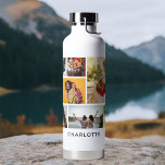 Multi Foto Collage Moderne Persoonlijke Naam Waterfles<br><div class="desc">Multi Foto Collage Modern Personal Name Water Bottle bevat een fotocollage van negen van uw favoriete foto's. Gepersonaliseerd met jouw naam in modern zwart manuscript. Perfect voor verjaardag, Kerstmis, Moederdag, Vaderdag, grootouders, broer, zus, beste vriend en nog veel meer. FOTO TIP: centreer uw foto's voordat u ze uploadt naar Zazzle....</div>