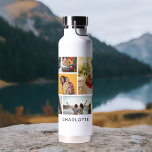 Multi Foto Collage Moderne Persoonlijke Naam Waterfles<br><div class="desc">Multi Foto Collage Modern Personal Name Water Bottle bevat een fotocollage van negen van uw favoriete foto's. Gepersonaliseerd met jouw naam in modern zwart manuscript. Perfect voor verjaardag, Kerstmis, Moederdag, Vaderdag, grootouders, broer, zus, beste vriend en nog veel meer. FOTO TIP: centreer uw foto's voordat u ze uploadt naar Zazzle....</div>
