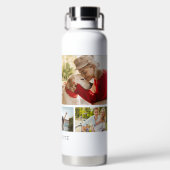 Multi Foto Collage Moderne Persoonlijke Naam Waterfles (Achterkant)