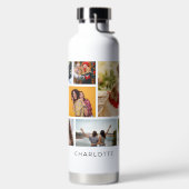 Multi Foto Collage Moderne Persoonlijke Naam Waterfles (Links)