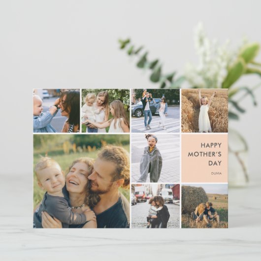 Multi Foto Collage Moederdag Feestdagenkaart (Staand voorkant)