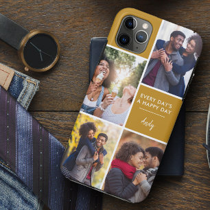 Multi Foto Collage Positieve Quote Mosterd Aangepa Case-Mate iPhone Case