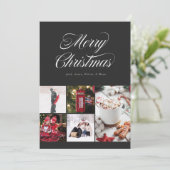 Multi foto  Cursief Zwart Vakantie Kaart (Staand voorkant)