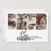 Multi foto Elegant Eerste Kerstdag verloofd Feestdagenkaart (Voorkant)