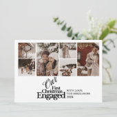 Multi foto Elegant Eerste Kerstdag verloofd Feestdagenkaart (Staand voorkant)