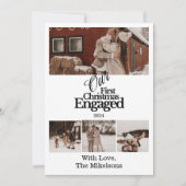 Multi foto Elegant Eerste Kerstdag verloofd Feestdagenkaart (Voorkant)