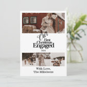 Multi foto Elegant Eerste Kerstdag verloofd Feestdagenkaart (Staand voorkant)