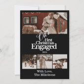 Multi foto Elegant Eerste Kerstdag verloofd Feestdagenkaart (Voorkant)