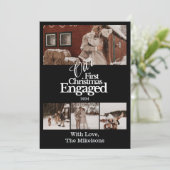 Multi foto Elegant Eerste Kerstdag verloofd Feestdagenkaart (Staand voorkant)