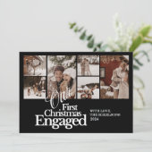 Multi foto Elegant Eerste Kerstdag verloofd Feestdagenkaart (Staand voorkant)