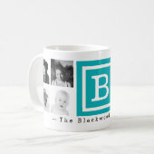 Multi Foto Gepersonaliseerd Monogram Helderblauw Koffiemok (Voorkant links)