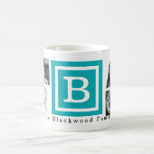 Multi Foto Gepersonaliseerd Monogram Helderblauw Koffiemok (Center)
