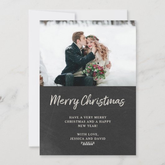 Multi Foto | Getrouwd en Blij Krijtbord Uiterlijk Feestdagenkaart (Achterkant)