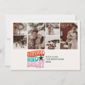 Multi Foto Getrouwd en Bright Pas getrouwd Vakanti Feestdagenkaart (Voorkant)