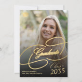 Multi foto goud zwart afstudeerscript afstuderen aankondiging (Voorkant)