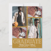 Multi Foto Gouden Afstudeerfeest Kaart (Voorkant)