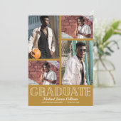 Multi Foto Gouden Afstudeerfeest Kaart (Staand voorkant)
