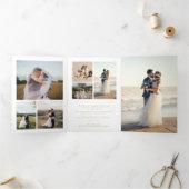 Multi foto gouden script bruiloft bedankkaart drieluik uitnodiging (Binnen)