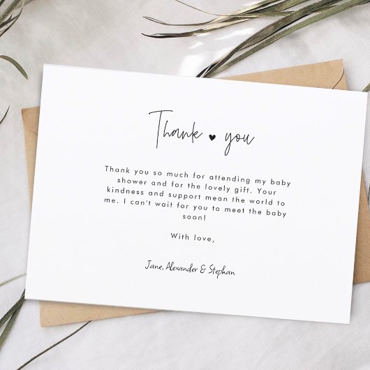 Multi foto hand-belettering Baby shower dank u Bedankkaart