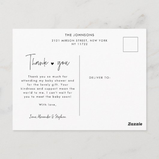 Multi foto hand-belettering Baby shower dank u Briefkaart (Achterkant)