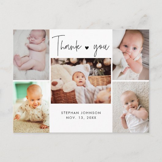 Multi foto hand-belettering Baby shower dank u Briefkaart (Voorkant)