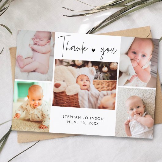 Multi Foto Handlettering Baby Shower Bedankje Briefkaart