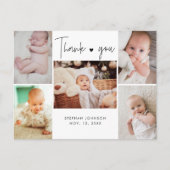 Multi Foto Handlettering Baby Shower Bedankje Briefkaart (Voorkant)
